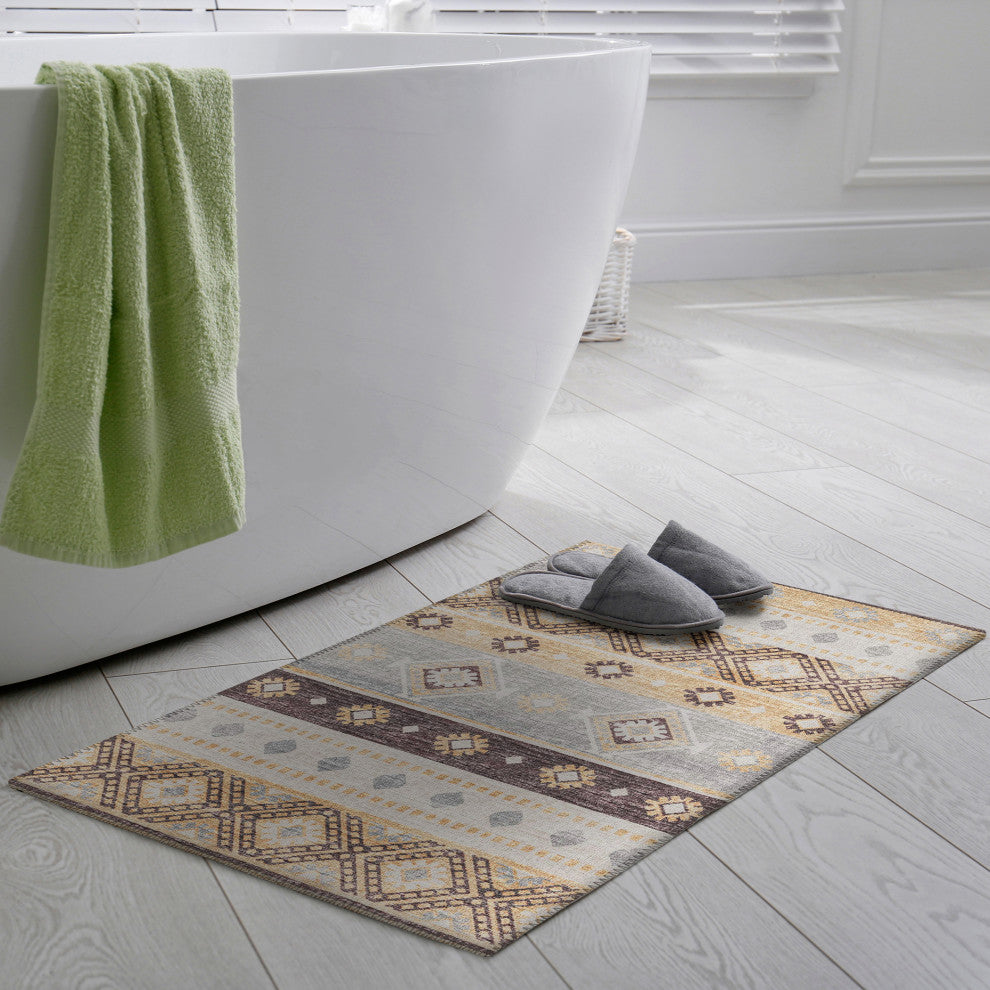 Indoor/Outdoor Sedona SN12 Goldenrod Machine Washable 1'8" x 2'6" Rug