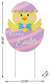 24"H Easter Metal Chick Egg Yard Stake