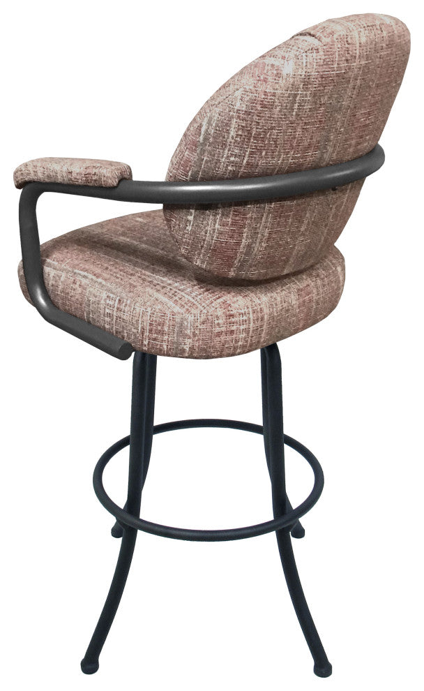 Swivel Counter Metal Pub Set - M-70 Stools 26" or 30", Watusi Madder - Grey, 30", Crackle Glass