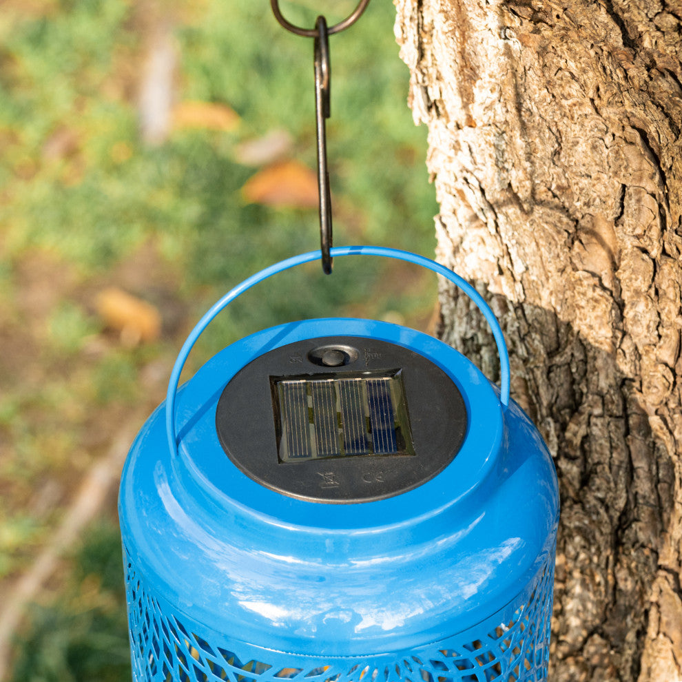 Metal Cutout Solar Powered Hanging Lantern, 2-Piece Set