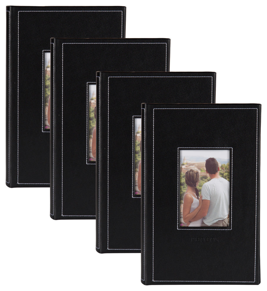 Debossed Faux Leather Photo Album Black, 300 Photos