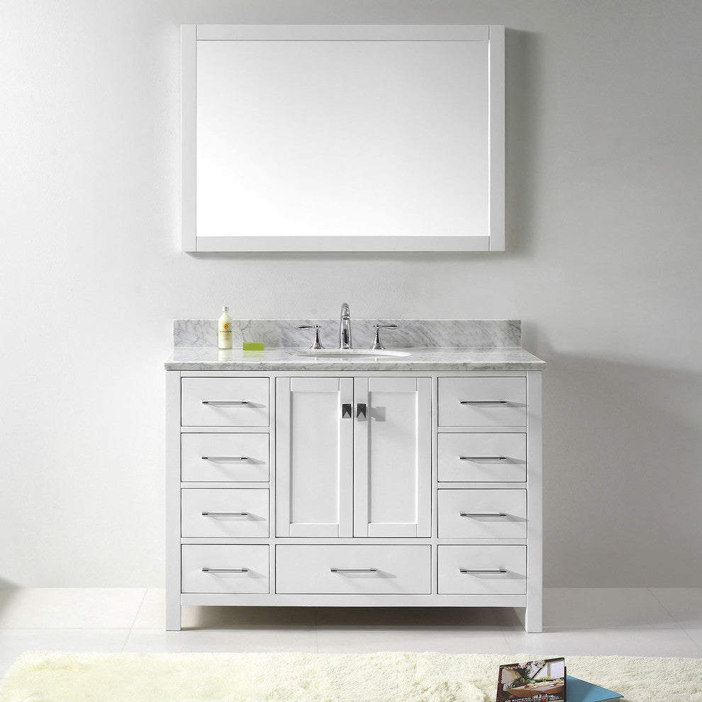 Caroline Avenue 48" Single Bathroom Vanity Set Gray, Marble Top