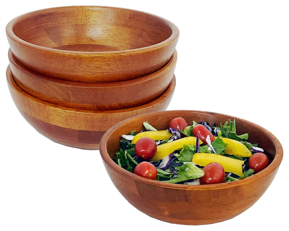 4-Piece Individual Wood Salad Bowl Set