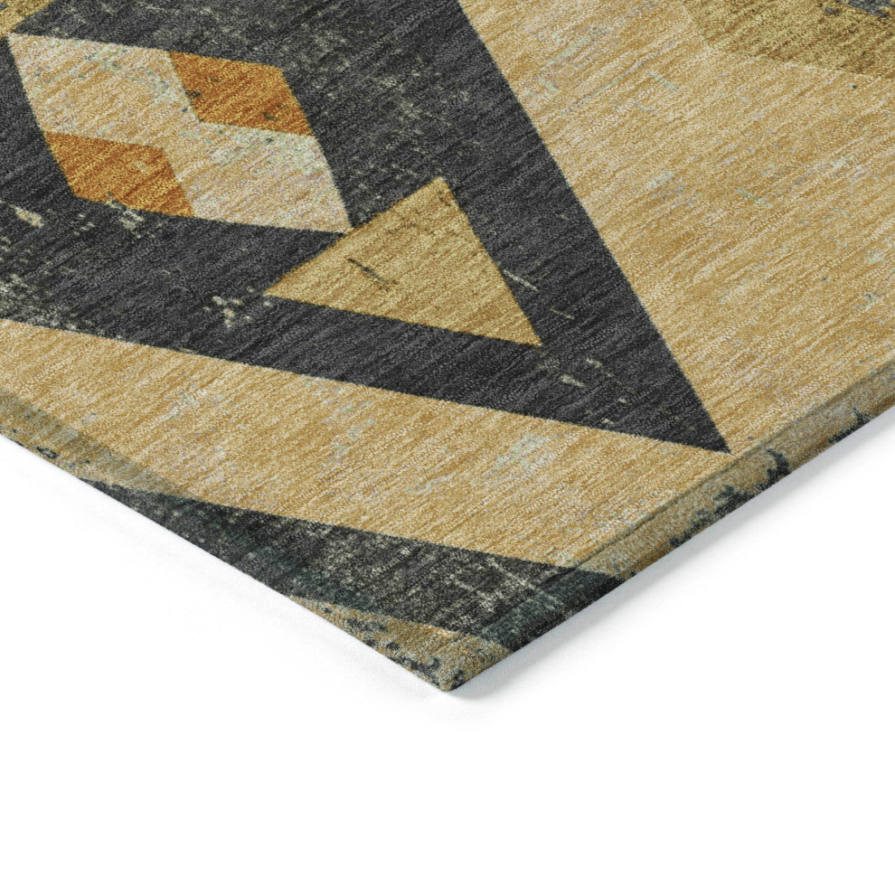 Machine Washable Indoor/Outdoor Chantille ACN1882 Gold 10' x 14' Rug