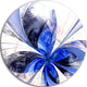 Symmetrical Bright Blue Fractal Flower, Floral Disc Metal Wall Art, 23"