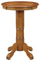 Benzara BM274269 42" Wood Pub Bar Table, Sunburst Design, Carved Pedestal, Oak