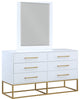 Maxine Wood Dresser With Durable Brushed Gold Metal Base, Rich White Finish