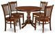 5 Pc Kitchen Set, Mahogany Kitchen Table, 4 Mahogany Wooden Dining Chairs