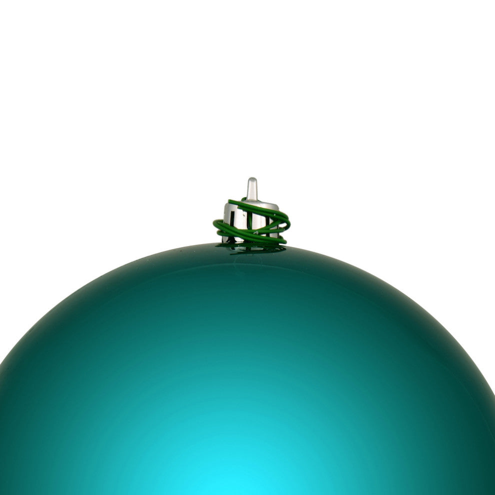 Vickerman N591041Dsv 4" Dark Teal Shiny Ball Ornament, 6 Per Bag