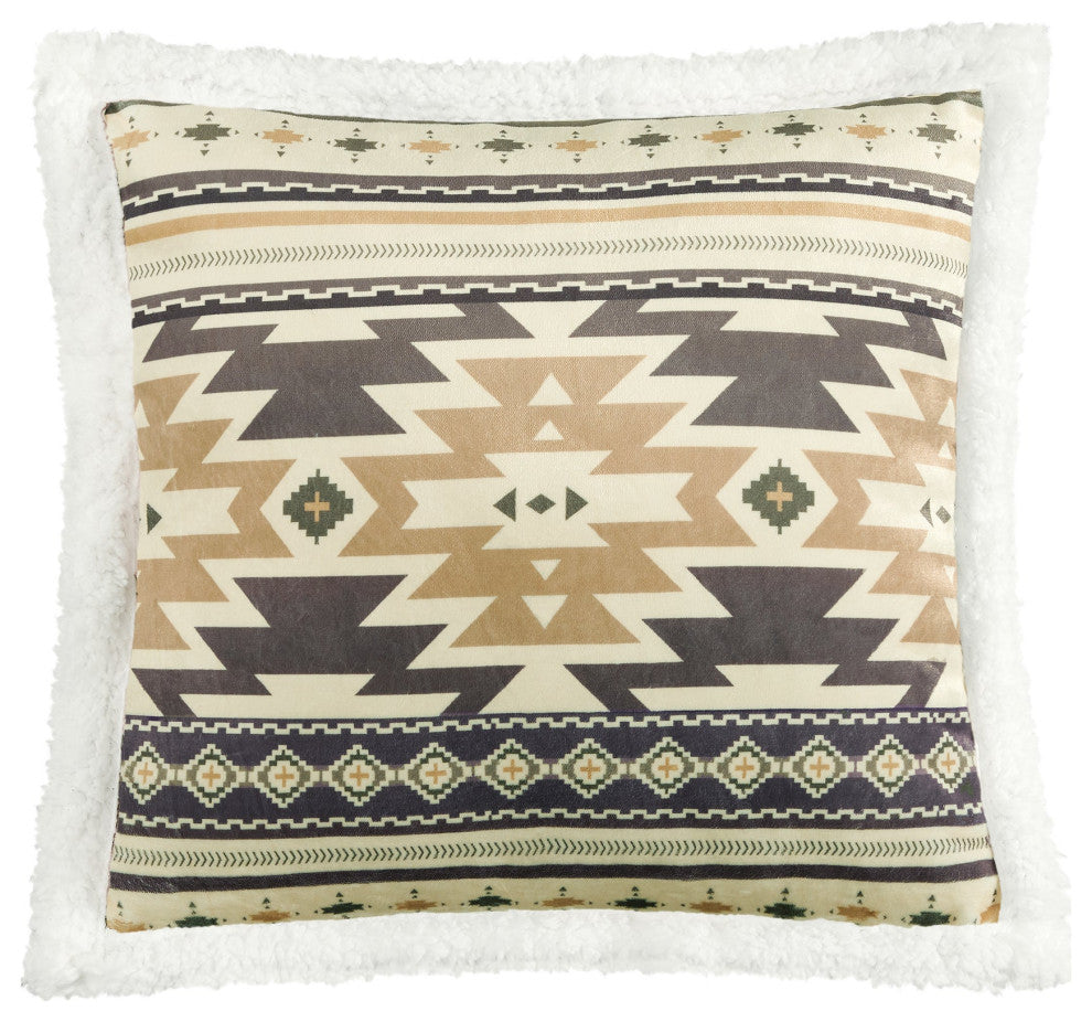 Desert Sage Campfire Sherpa Pillow, 18"x18"