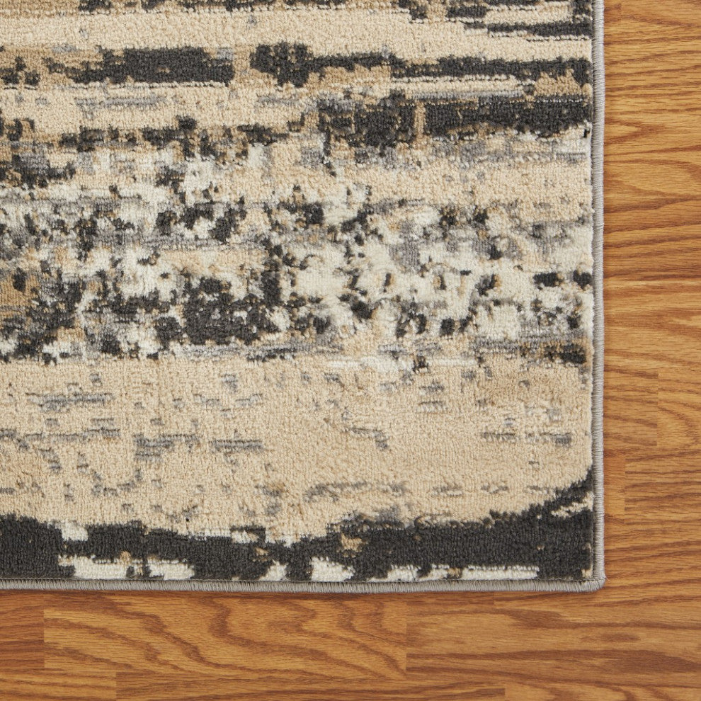 Beige Black And Gray Abstract Area Rug
