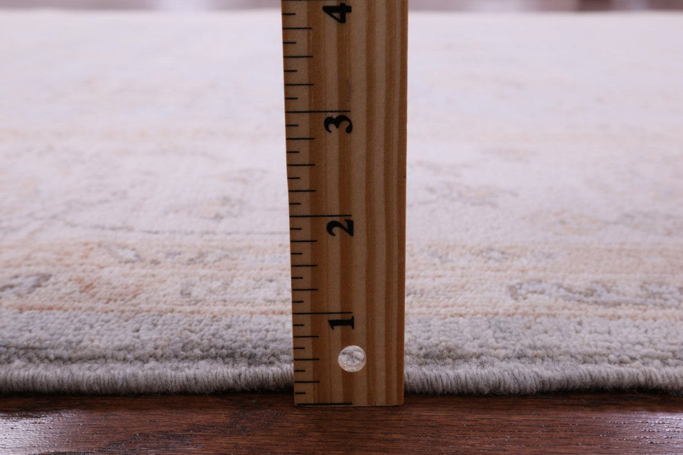 6' 3" X 8' 9" Handmade Peshawar White Wash Wool Rug Q9532