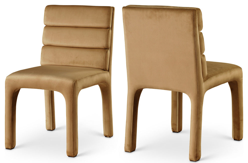 Kai Upholstered Dining Chair, Saddle, Velvet, Set of 2