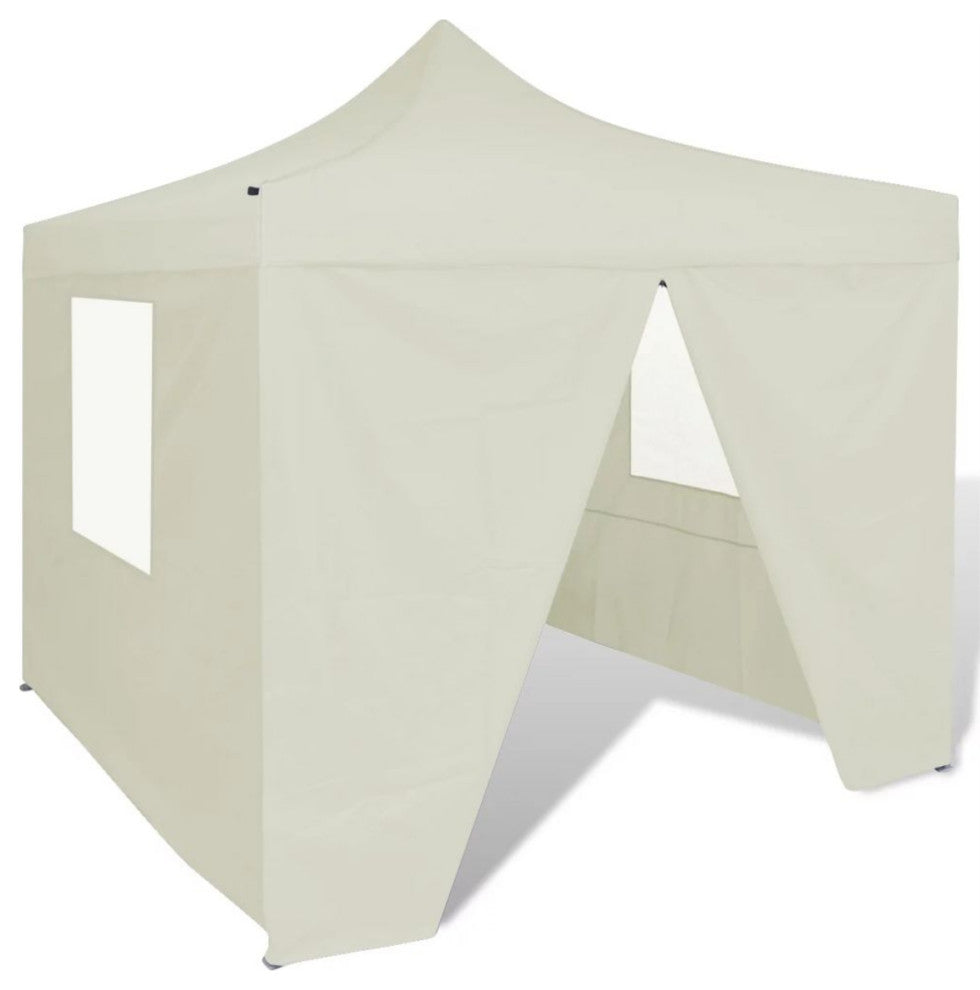 vidaXL Cream Foldable Tent 9.8'x9.8' with 4 Walls