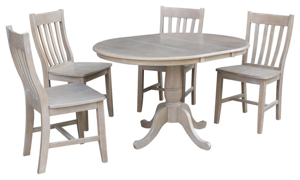 36" Round Extension Dining Table With 4 Cafe Chairs