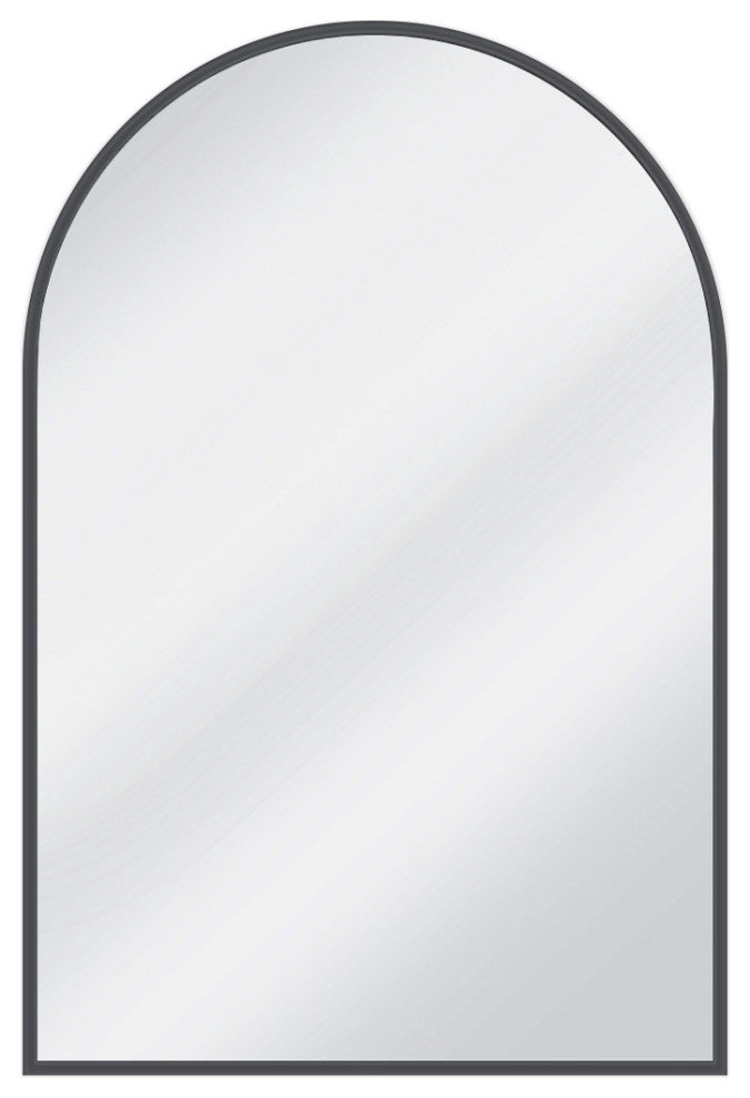 Easly Aluminum Alloy Framed Arched Wall Mirror, Black, 26x38
