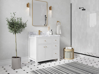 Sonoma 36 Left Offset Reeded Bath Vanity in White 1.5" Empira Quartz