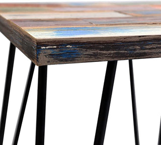 Reclaimed Wood End Table, Red, 16" X 16" X 20"