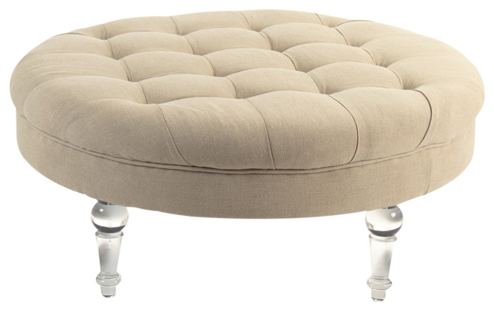 Ottoman, Natural Linen, 40.5x17"