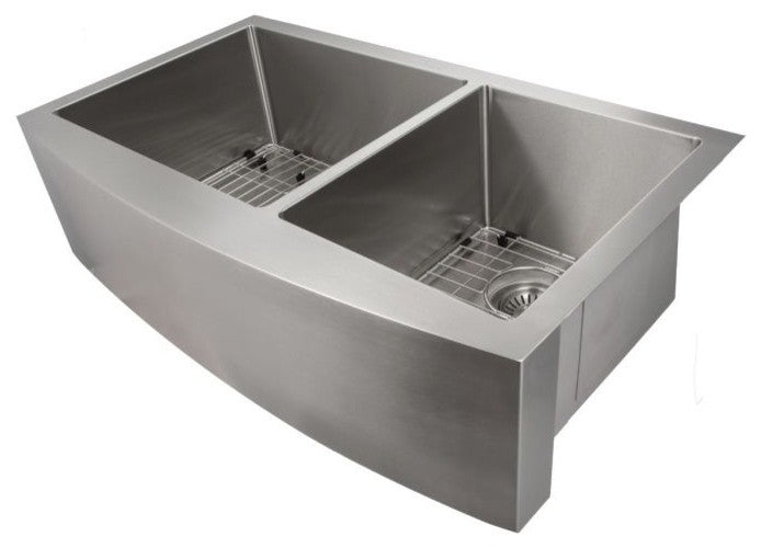 ZLINE Farmhouse Double Bowl Stainless Steel Sink with Bottom Grid
