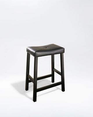 Upholstered Saddle Seat Barstool, Black, 24" Seat Height, Set of 2