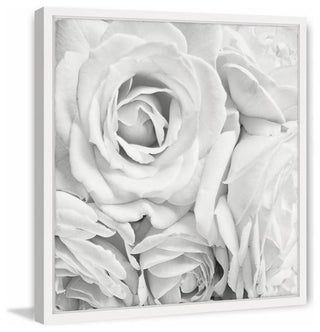 "Soft White Petals" Framed Painting Print, 24"x24"