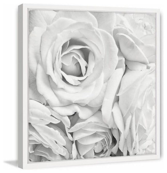 "Soft White Petals" Framed Painting Print, 24"x24"