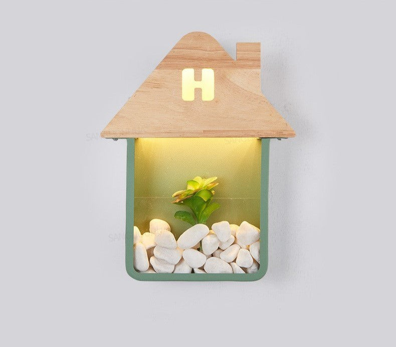 Telde | House shaped LED Wall Lamp for Kids Room, Green
