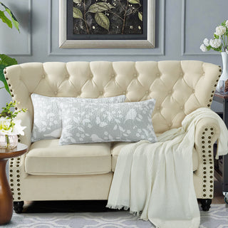 Birdsong 2 Piece Lumbar Pillow Shell Sets, Gray, (2) 14" X 26"