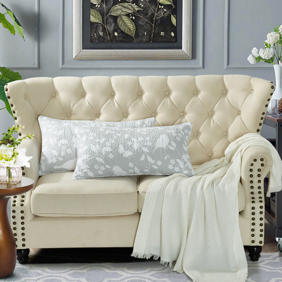 Birdsong 2 Piece Lumbar Pillow Shell Sets, Gray, (2) 14" X 26"