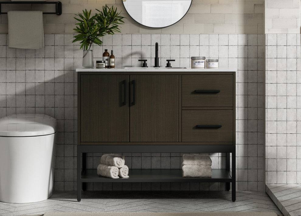 Home Living 42" Single Bathroom Vanity, Mocha Brown