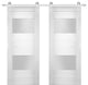 Double Barn Doors Opaque Glass / Sete 6222 White Silk / Silver 13FT Rail, 64" X 80" ( 2* 32x80)