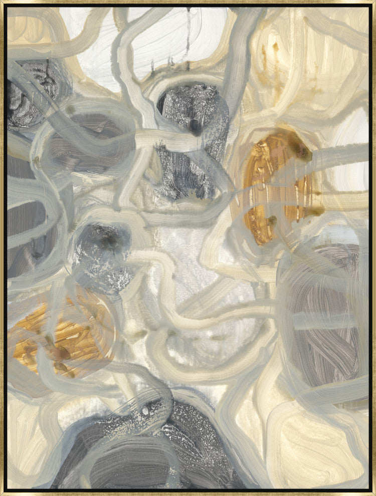 24x32 Stepping Stones III, Framed Artwork, Gold