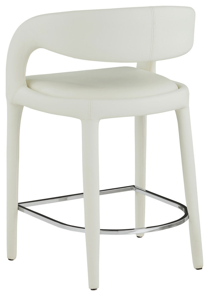 Sylvester Faux Leather Stool, Cream