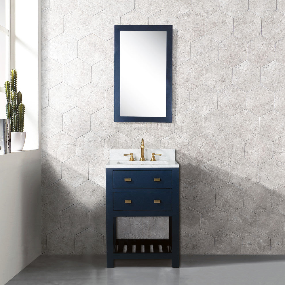 Madalyn 24" Monarch Blue Bathroom Vanity With Satin Brass Faucet