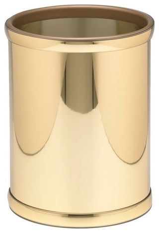 Mylar 10.75" Round Waste Basket, Polished Brass