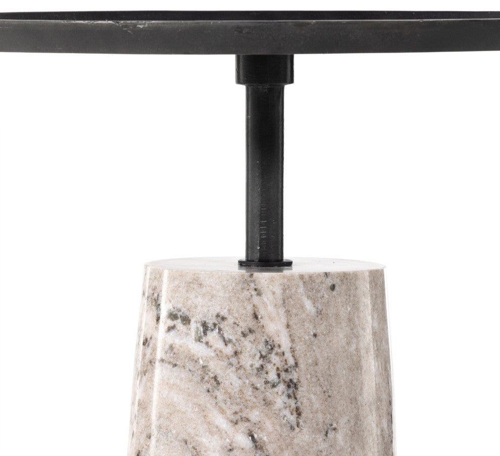 Cronos End Table-River Grey Marble Solid