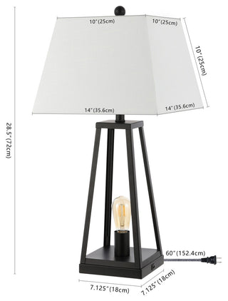 Waylon 28.5" Classic Industrial Iron Nightlight Table Lamp With USB, Black