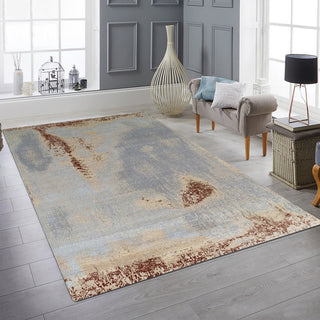 Hand-Knotted Wool Gray/Gold Transitional Abstract Traditional Knot Rug, 6'x9'