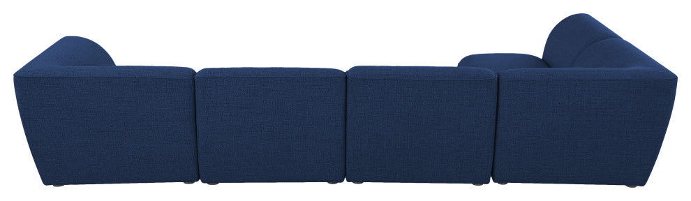 Miramar Linen Textured Fabric  5-Piece Modular L-Shaped Sectional, Navy