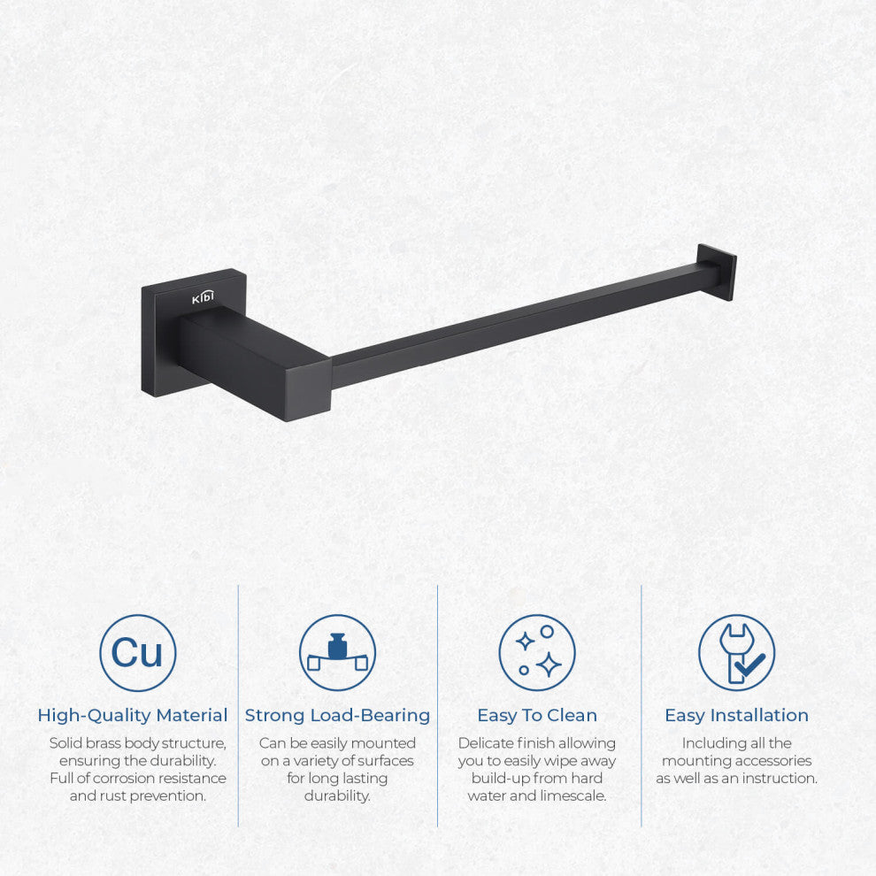 Cube 10" Bathroom Towel Bar KBA1503, Matte Black