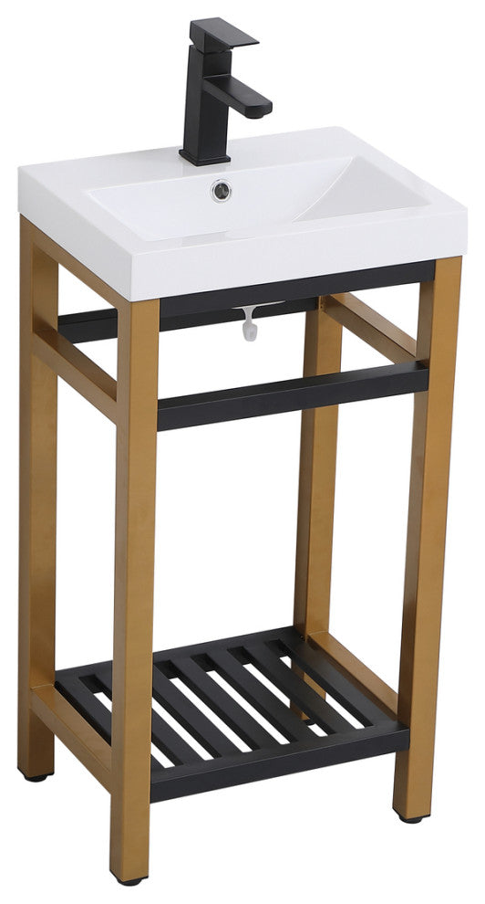 Home Living Single Bathroom Metal Vanity, Golden Black, 18"