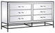 Bailee 60" Mirrored 6-Drawer Chest, Black