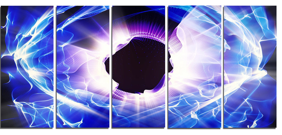 "Fractal Blue Light Shine" Abstract Digital Art Canvas Print, 5 Panels