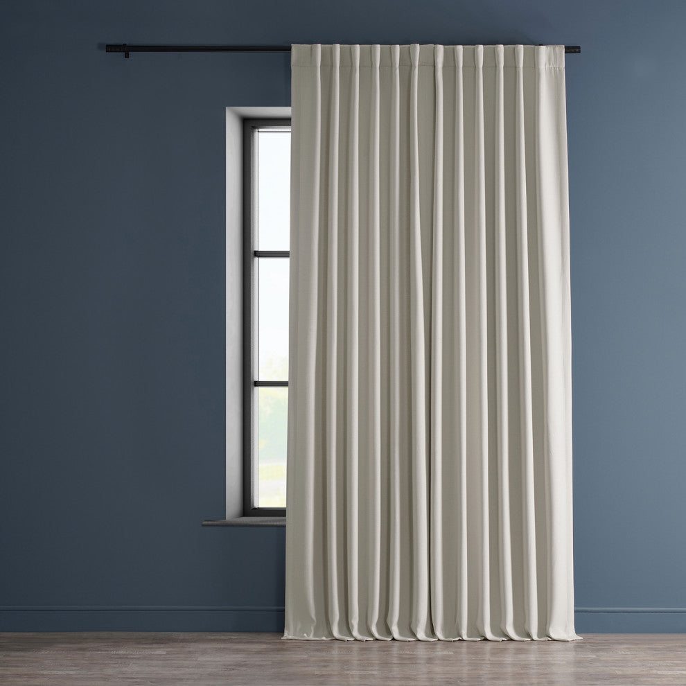 Faux Linen Extra Wide Room Darkening Curtain Single Panel, Birch, 100"x84"