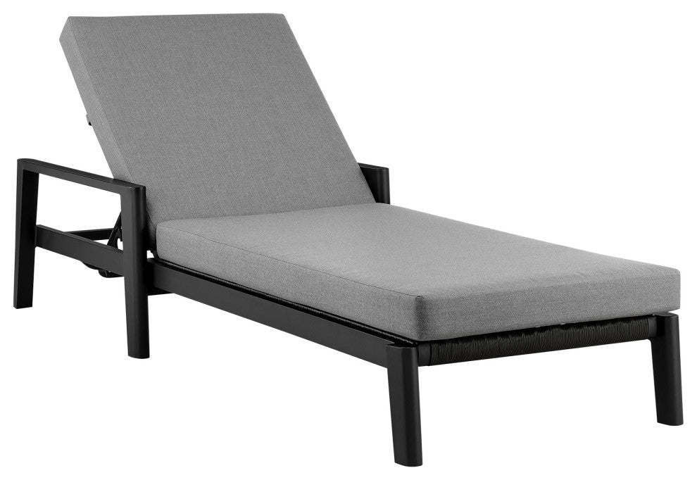 Cayman Outdoor Adjustable Chaise Lounge Chair in Aluminum with Gray Cushions