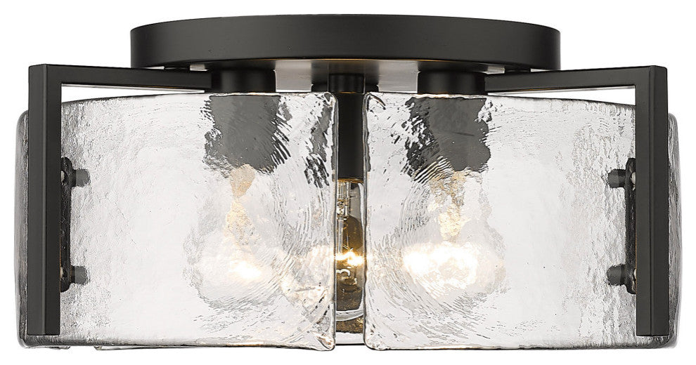 Aenon Flush Mount With Hammered Water Glass Shade