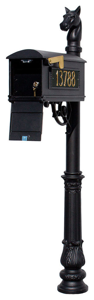 Mailbox Post System Locking Insert With 3-Cast Plates, Black