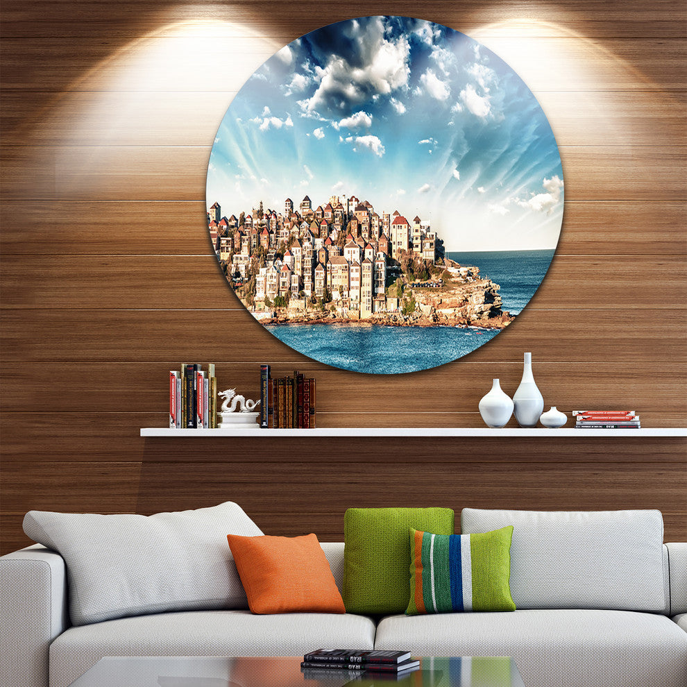 Sydney Bondi Beach Panorama, Landscape Disc Metal Artwork, 23"
