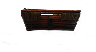 17" Antique Stained Willow Rectangle Tray With Sea Grass Rim